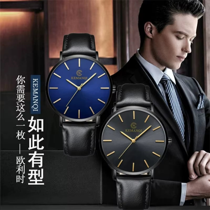Ultra Thin Men Quartz Watch  Luxury Male Clock Business Simple Mens Leather Wrist Watches Relogio Masculino Erkek Saat